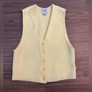 BDG Light Yellow V-Neck Sweater Vest